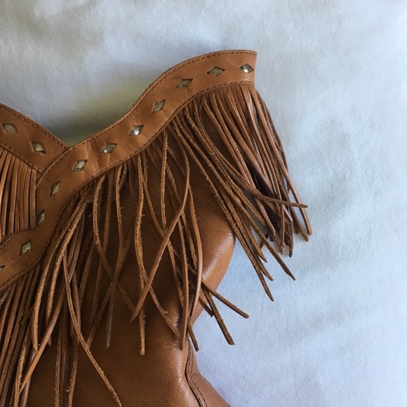 CLICKS, leather fridge hippie boho booties - Picture 2 of 5